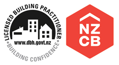 Licensed Builders Practitioners and NZCB logo.